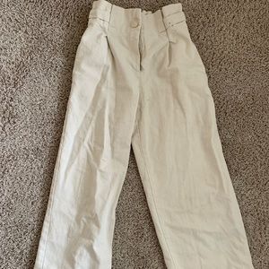 Zara kids beige wide leg linen pants (or women)